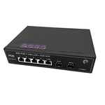 Elfcam® - PoE Commutateur Switch Fibre Optique avec 2 Ports SFP 1,25Go, 4 Ports PoE Gigabit Ethernet 10/100/1000Mbps, Plug & Play Non Géré (4 Ports PoE)