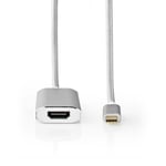 Nedis USB-C™ Adapter | USB 3.2 Gen 1 | USB-C™ Hane | HDMI™ Hona | 4K@60Hz | Power delivery | 2.00 m | Rund | Guldplaterad | Flätad / Nylon | Silver | Kartong med täckt fönster