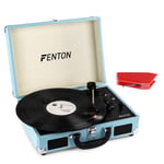 Fenton RP115B USB Vinyl Record Player Deck with Speakers Bluetooth Retro and Spare Ceramic Cartridge, Blue