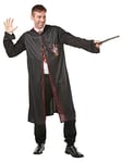 RUBIES - Harry Potter Officiel - Déguisement Adulte Harry Potter - Taille Unique - Costume Robe avec Capuche Gryffondor, Baguette de Sorcier - Pour Halloween, Carnaval - Idée Cadeau de Noël