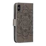 Flip Case for Apple iPhone X/XS, Genuine Leather Case Business Wallet Case with Card Slots, Magnetic Flip Notebook Phone Cover with Kickstand for Apple iPhone X/XS (Grey)