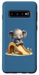 Galaxy S10 Blue Adorable Elephant on Slide Cute Animal Theme Case