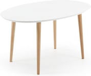 Oqui, Spisebord med udtræk, nordisk, moderne by Kave Home (H: 74 cm. x B: 140 cm. x L: 90 cm., Hvid/Natur)