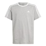 adidas 3 Stripe T-Shirt Junior Girls - Grey/White / 14/15 Years