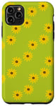 Coque pour iPhone 11 Pro Max Little Sunflowers Girly Boho Art floral Vert et jaune