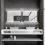 Talos Miroir de Salle de Bain LED King 80 x 60 cm - Couleur de la lumière : Blanc Neutre - Miroir cosmétique éclairé avec grossissement 3 x - Horloge numérique - Cadre en Aluminium