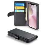 Mobique iPhone 16e Plånboksfodral i Äkta Läder, Svart
