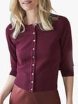 Pure Collection Cashmere Cropped Cardigan, Merlot
