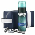 Gillette Mach 3 Extra Comfort Gift SET MEN Shaving Gel + Handle + 2 Rezors + Bag