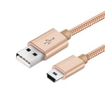 Mini USB Cable 2M Nylon Braided USB 2.0 to Mini B Cable Data Transfer & Charger Cable Compatible with Dash Cam, PS3 Controller, MP3 Player, PDA, Camera, Scanner and More Mini USB Devices (Gold)