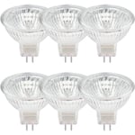Paket med 6 Halogenlampor GU5.3 MR16 35W 12V Dimbar - Varmvit 2800K, 400 Lumen, Glaskupa Jz db 35W