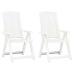 vidaXL Patio Unit Garden Reclining Chairs 2 pcs/Set Plastic White