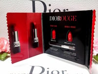 Dior DIOROUGE Rouge Lipstick Card 999 MATTE & 999 METAL 2 Shades & Mini Brush