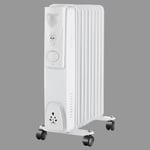 Gloss White Oil Filled Radiator Portable Electric Heater Thermostat 9 Fin 2000W