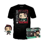 Funko Pop! & Tee: Demon Slayer - Tanjiro - (BL) - Extra Large - (XL) - T-Shirt - Clothes With Collectable Vinyl Figure - Gift Idea - Toys and Short Sleeve Top for Adults Unisex Men and Women