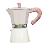 6 Cups (300ml) Moka Pot Stovetop Italian Espresso Maker Aluminium Percolator Stovetop Coffee Makers,with Wooden Handle (Milk White)