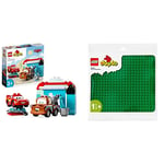 LEGO 10996 DUPLO, Disney and Pixar's Cars Lightning McQueen & Mater's Car Wash Fun Buildable Toy & 10980 DUPLO Green Building Base Plate, Construction Toy for Toddlers and Kids