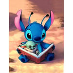 Diamond Painting on The Adult Digital kit, Lilo & Stitch DIY 5D Round Full Diamond Art, Puzzle Game, Wall Decoration, (Stitch and Baby Yoda, 12x16 inches)
