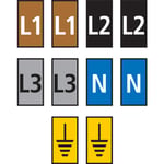 5 st Trådmarkör (L1,L2,L3,N,JORD) gul WIC3 för 4,0-6,0 mm² 100 st