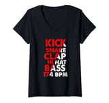 Womens Kick Snare Clap Hi Hat Bass 174 BPM V-Neck T-Shirt