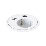 Bordsuttag Powerdot 12 - 1 El, 1 Data, 1 USB-A, Färg Vit