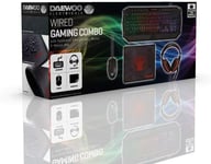 Daewoo 4 in 1 Wired LED Gaming Keyboard Mouse Headset & Mat Bundle PC Computer