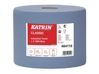 Aftørringsrulle Industri Katrin 2-Lag Ø29cm B22cmxl360m Genbrug Blå,2 Rl X 360 M/Krt