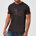 Harry Potter Hedwig Broom Gold Men's T-Shirt - Black - XXL