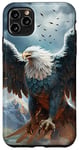 iPhone 11 Pro Max Blue white bald eagle phoenix bird flying fire snow mountain Case