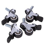 4 st Mini Små Rullar 1 Tum M8x15mm Tpe Tysta Hjul Med Broms Universal Rullar Hjul För Päls