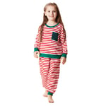 Axdwfd Pyjamas for Enfants Vêtements de Noël Filles Respirant Couche Filles Coton Home Service Costume Vêtements décontractés intérieur (Color : Red+White, Size : 140cm)