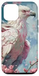 Coque pour iPhone 15 Pro Aigle blanc et fleurs de cerisier du Japon