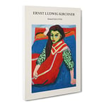 Seated Girl By Ernst Ludwig Kirchner Exhibition Museum Painting Canvas Wall Art Print Ready to Hang, Framed Picture for Living Room Bedroom Home Office Décor, 20x14 Inch (50x35 cm)
