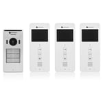 SMARTWARES Interphone vidéo 2 fils pour 3 appartements avec écran 3.5" tactile DIC-22132
