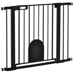 75-103 cm Extra Wide Pet Safety Gate, Stair Pressure Fit, Double Locking, Black