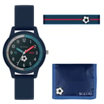 Tikkers Kids Blue Football Silicone Strap Watch Gift Set female