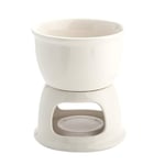 DZAY Ceramic Chocolate Cheese Fondue Set,Portable Mini Fondue Pot Burner Premium Tea Light Porcelain Melting Pot for Cheese, Chocolate and Tapas (white)