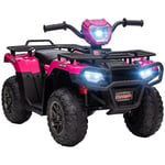 HOMCOM 12V Electric Quad Bike for Kids w/ LED Headlights, Music - Pink