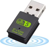 YJLX Bluetooth Wifi Dongle for PC 600Mbps Dual Band 2.4/5GHz Mini Wireless USB