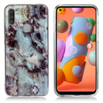 Marmormotiv Samsung Galaxy A11 skal - Blågrön / Svart Marmor