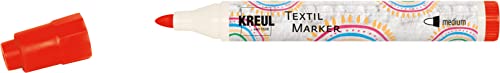 KREUL 90762-Marqueur Moyen, Rouge, épaisseur de Trait env. 2 à 4 mm, Crayon de Couleur pour Tissus et Textiles clairs, résistant au Lavage après Fixation, 641719, Red, Medium