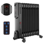 11 Fin 2500W Oil Filled Radiator Portable Heater with Timer & Remote Electric