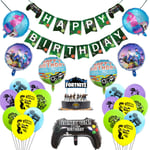 25 Pieces Video Game Party Balloons, Video Game Controller Aluminum Foil Balloon, Birthday Party Supplies, Complete Party Kit for Gaming Theme Birthday Decorations-Favors Cake Topper, Banner