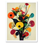 Abstract Kandinsky Inspired Multicolour Flower Bouquet In Vase Art Print Framed Poster Wall Decor 12x16 inch