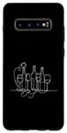 Coque pour Galaxy S10+ One Line Art Dessin Verre à vin rouge