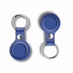 FMPCUON AirTag Leather Case, Protective Cover with Keychain Hook, [2 Pack] Leather Keychain Ring Case Cover for AirTags Holder (2021) - Pet and Phone Finder Skin Lightweight Sleeve Shell, Blue * 2