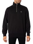 GANT Mens Half Zip Sweatshirt - Black 005 - XXL