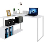 Woltu - Table de bureau en métal et MDF.Bureau d'ordinateur avec étagères.Table de travail. 120x100x74 cm.Blanc
