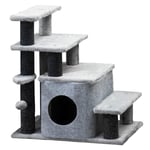 Adjustable Cat Stairs for Bed, Cat House for Sofa with Hanging Ball