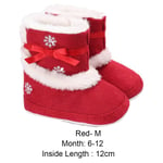 Baby Shoes Snowflake Fuzzy Red M